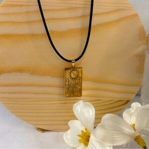 Retro Tarot Card Necklace, Moon Necklace, Tarot Moon Charm, Boho Necklace
